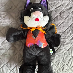Good Stuff Halloween schwarze Katze Plüschtier orange Weste Kostüm 12 Zoll - Bild 1 von 10