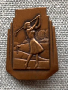 Vintage Women's Golfer Hole in One Medal Pin U S Royal Golf Balls - Picture 1 of 1