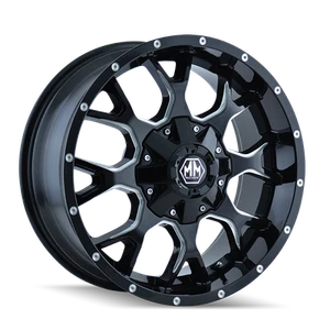 18x9 Mayhem 8015 Warrior Gloss Black Milled Wheel 8x6.5 (18mm) - Picture 1 of 6