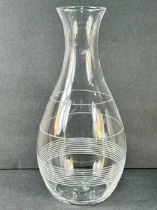 Jarrón de vidrio transparente soplado a mano diseño a rayas grabado decoración minimalista moderna - Imagen 1 de 7