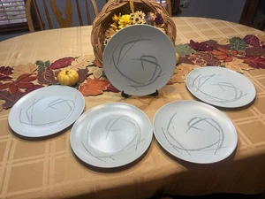 Vintage Russel Wright von Knowles Grasmuster 10,25" Essteller hellgrün gold - Bild 1 von 5