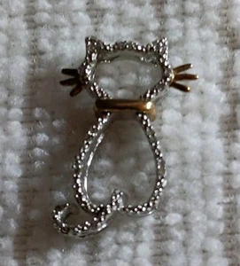 Ciondolo gatto Alwand Vahan argento sterling oro giallo 14 carati diamanti - Foto 1 di 11