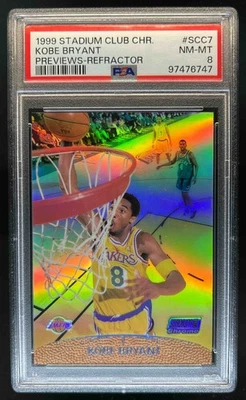 1999-00 Stadium Club Kobe Bryant cromo vistas previas refractor #SCC7 Lakers PSA 8 Foto 1 de 2