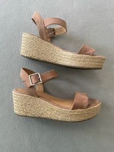 espadrillas plateau sandali impilati marrone chiaro donna taglia 6 - Foto 1 di 7