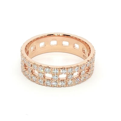 Auténtico anillo ancho verdadero Tiffany & Co. T oro rosa de 18 k banda pavé de diamantes talla 6 Foto 1 de 4