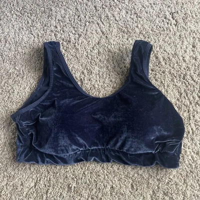 Torrid Curve Bralette Womens 2 2X Navy Blue Velvet Padded Wireless - Image 1 of 4