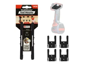 Soporte de almacenamiento de herramientas negro StealthMounts para herramientas eléctricas Milwaukee M18 (x4) - Imagen 1 de 5
