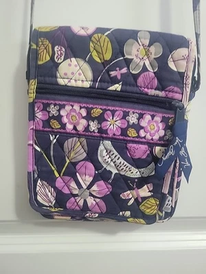 Cartera Bandolera Vera Bradley Floral Nightingale Hipster Azul Marino/Púrpura Usada en Excelente Condición Foto 1 de 4