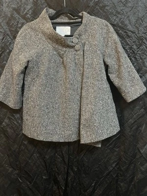 Chaqueta con Capa Old Navy para Mujer Gris Medio Lana Manga 3/4 Cierre de Dos Botones Foto 1 de 4