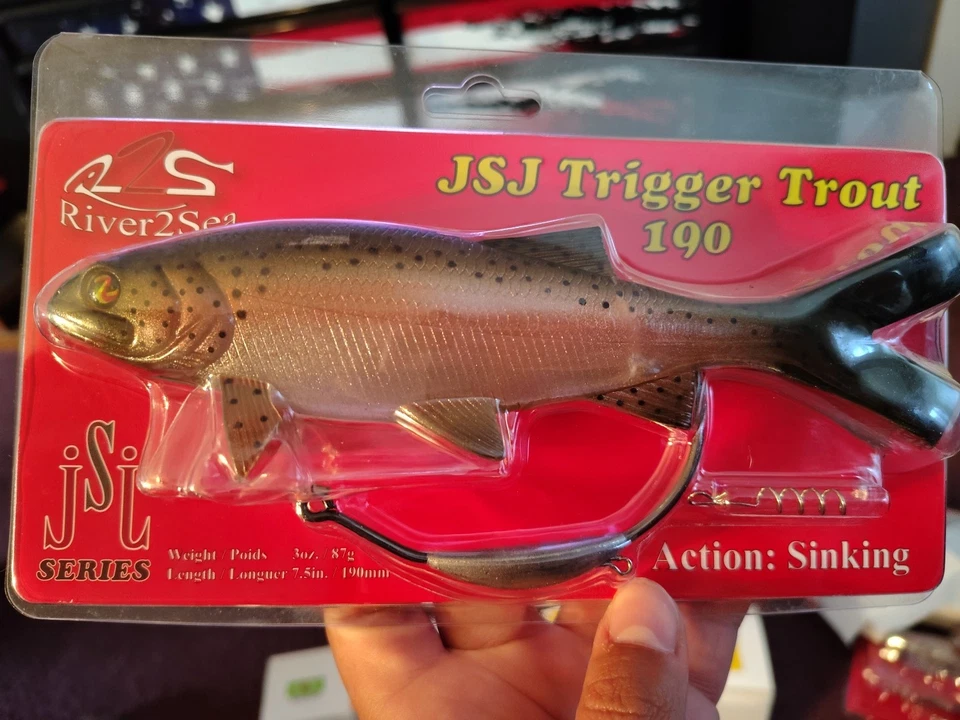 River2Sea DISCONTINUADO JSJ Trigger Trout 7.5" - 3oz aparejado sin malezas Swimbait #02 Foto 1 de 2