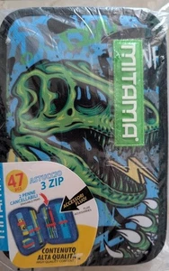 ASTUCCIO 3 ZIP " MITAMA -Scheletro Dinosauro verde- - Foto 1 di 2