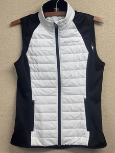 Eddie Bauer Women’s XS Insulated Softshell Hybrid Vest Black White Zip Pockets - Picture 1 of 9