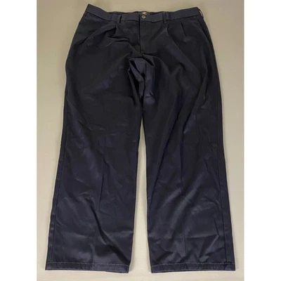 Dockers Signature Pants Men's 40x32 Relaxed Fit Navy Blue Khaki D4 Pleated - Image 1 of 4