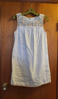 C&C California Linen Dress Shift Beige Sleeveless Embroidered Sz S - Image 1 of 4
