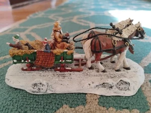 Hawthorne Village Pleasures Of Winter 2000 Horses Pulling Sleigh Figurine - Bild 1 von 4