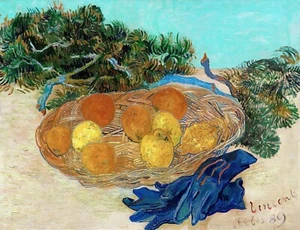 Still Life Oranges Lemons Blue Gloves Painting by Vincent van Gogh Reproduction - Picture 1 of 3