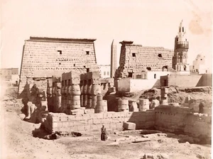 Zangaki.Egypte.Grand Temple de Louqsor,Louksor,Louxor.Photo Albuminée 21,5x27,7c - Imagen 1 de 1