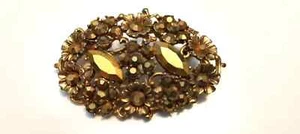 Vintage floral glass filigree brooch (B5) - Picture 1 of 5