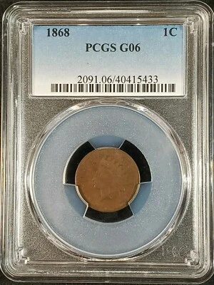 1868 Indian Head Cent PCGS G06 2091.06/640415433 Exquisite Coin Rare - Image 1 of 4