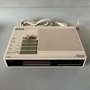 Sintonizador de radio reloj despertador vintage Philips D-3340/00 in Time 2 bandas FM/AM 80s blanco - Imagen 1 de 14