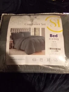 Bed in a Bag Comforter Set with Sheets - 5 Piece, All Season Twin Dark Grey - Picture 1 of 5