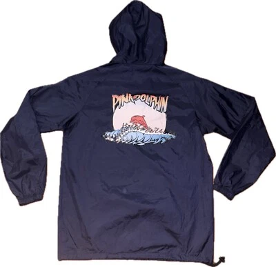 Pink Dolphin 1/4 Zip Hooded Windbreaker Jacket Men’s Size M Navy Blue Zip Pocket - Image 1 of 4