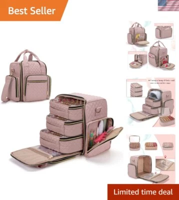 Organizador de esmalte de uñas acolchado de lujo con capacidad para 72 botellas y bolsillos de almacenamiento Foto 1 de 4