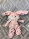 Vintage Easter Bunny Pink Jelly Bean  Rabbit Stuffed Animal Plush 12? Slippers