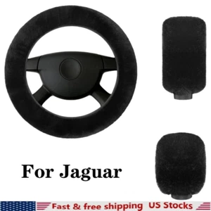 3 pcs Anti-Slip Universal 15 Inch Fuzzy Steering Wheel Cover For Jaguar - Picture 1 of 10