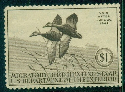 US RW7, $1.00 Black Ducks, og, NH, VF/XF, Scott $250.00 - Image 1 of 1
