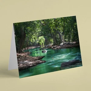 River running through a forest scenery birthday card suitable for friend family - Picture 1 of 1