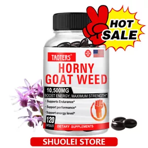 Horny Goat Weed for men-10500mg Maximum Strength Energy & Endurance Capsules USA - Picture 1 of 16