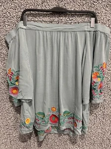A Beautiful Soul Mujer Talla A (Grande) Verde Floral Bordado Boho Campesino - Imagen 1 de 9