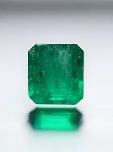2.25 Carat Dark Green Natural Loose Brazilian Emerald-Asscher Cut Gemstone - Picture 1 of 10