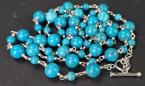 Whitney Kelly STERLING SILVER Turquoise Gemstone Designer Beads Necklace 63g WK