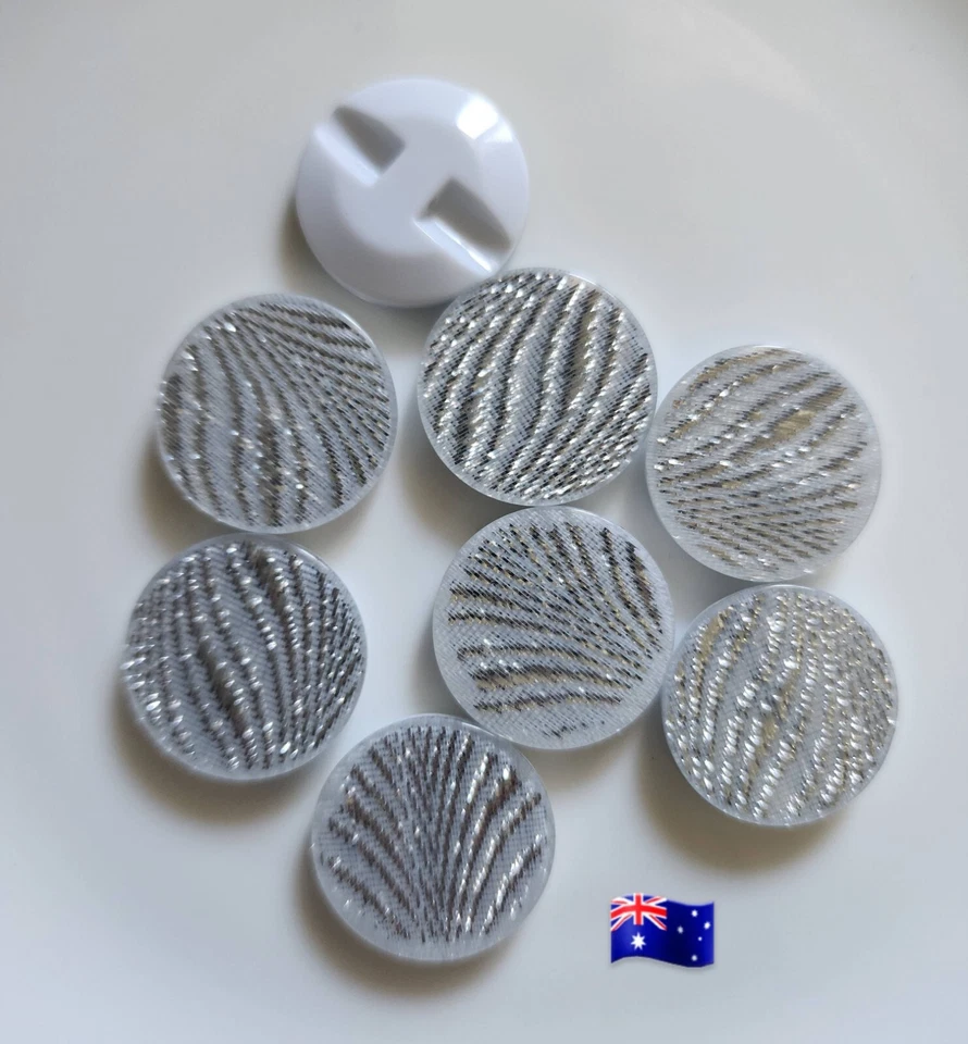 10pcs 22cm Silver Glitter Stripe Shiny Coat Buttons - Image 1 of 1