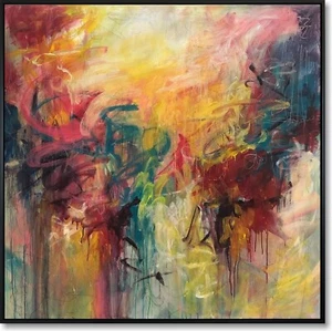 Original Bright Сolors Acrylic Paintings On Canvas Abstract Fine Art 50x50" - Picture 1 of 9