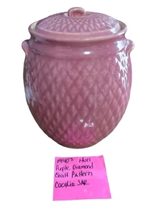 Vintage 1940s Hull Pastel Pink/Purple Diamond Quilt Patterned Cookie Jar - Picture 1 of 5