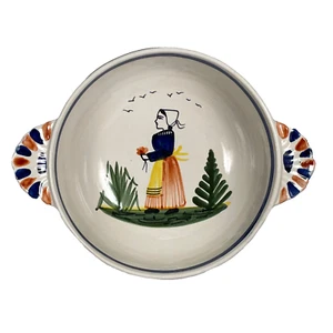 7" by 9" HENRIOT QUIMPER LUG BOWL FRENCH FAIENCE - Picture 1 of 8