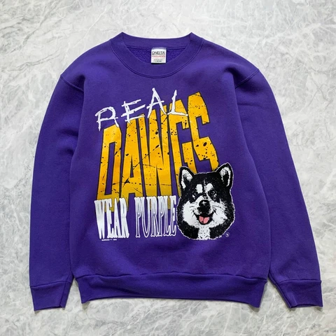 VTG NCAA 90s WASHINGTON HUSKIES 1992 WEAR PURPLE SWEATSHIRT SIZE L Cover