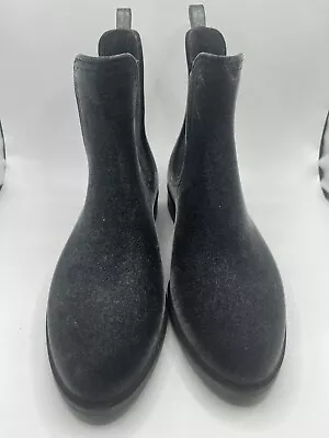 Лимон желе серый лодыжки бархата Chelsea ботинки размер 7 тянуть на низкий плоский блок каблук - Изображение 1 из 4