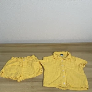 Old Navy Summer Beach Short Sleeve Shirt & Pull-On Shorts Toddler Yellow 3T - Picture 1 of 8