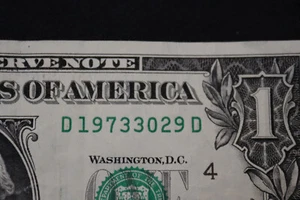 [MARCH 29, 1973] ONE DOLLAR FANCY BIRTHDAY NOTE  SN  D 19733029 D - Picture 1 of 3