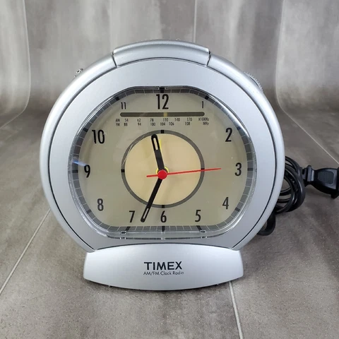 Vintage Timex T317S AM FM Radio, Easy To Read Alarm Clock, Dimmer Light, Tested Cover