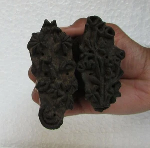 2 Pc, Vintage Old Wooden Hand Carved Printing Stamp Block, Collectible - Picture 1 of 10