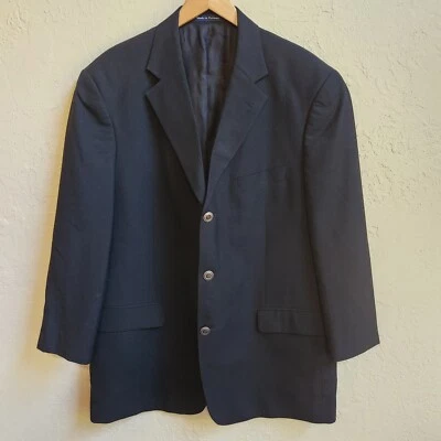 Chaqueta Blazer De Colección Alan River Para Hombre 44R Negra Plata Botones 100% Lana Foto 1 de 4