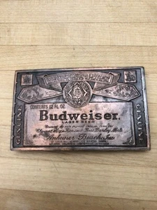Budweiser Gürtelschnalle Vintage Bier Etikett - Bild 1 von 3