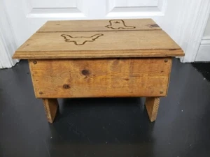 Handmade Wooden Texas Themed Foot/Step Stool w Wood Burned Longhorn Cowboy Boot - Picture 1 of 6