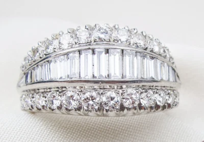 Transparent Baguette & Round Cut 2.35CT Simulated Sapphire Bridal Women's Ring - Image 1 of 4