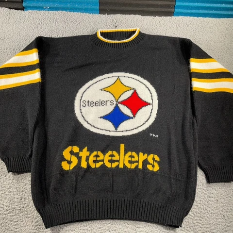 Pittsburgh Steelers Sweater Mens XL Black Pullover Long Sleeve NFL Vintage 90s Cover